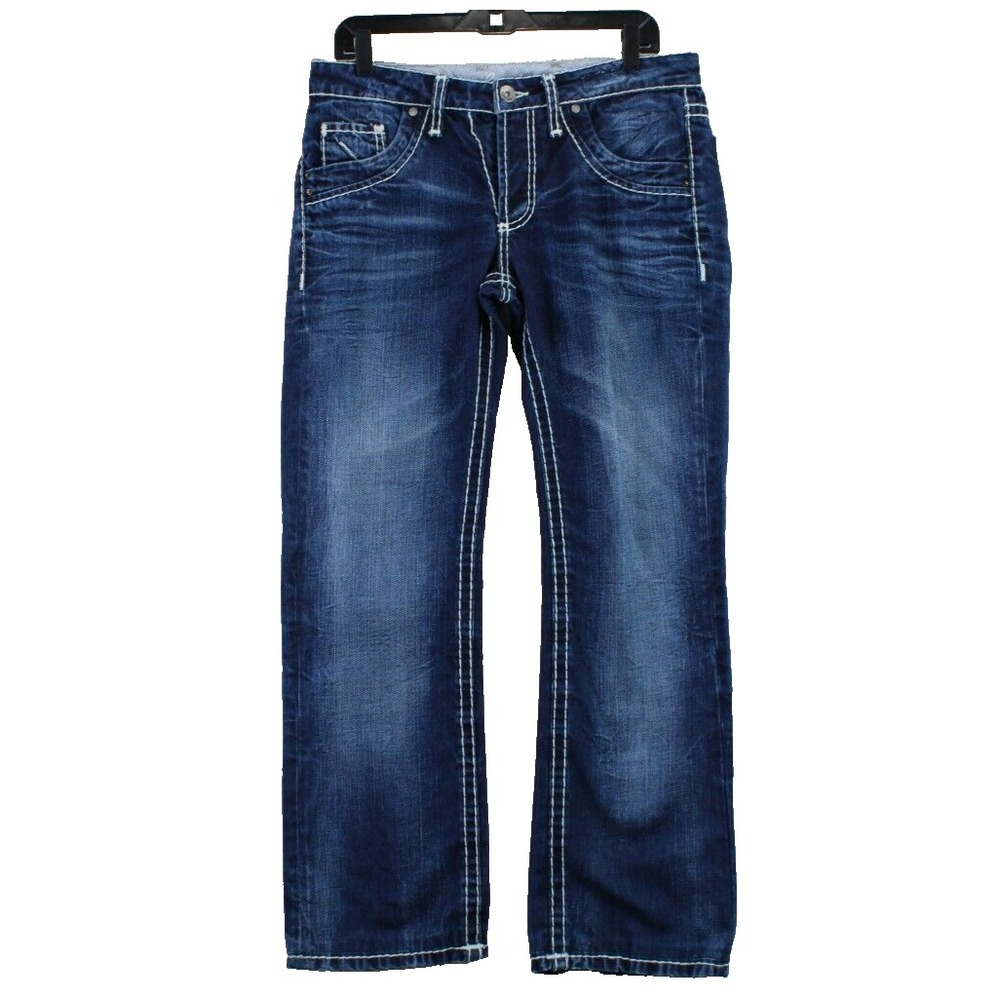 Camp David Men Nick Regular Fit Dark Wash Denim Jeans White Stitching Size 31x32